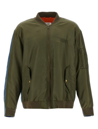 Bimaterial bomber jacket