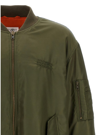 Bimaterial bomber jacket #