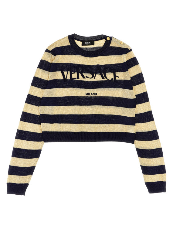 Lurex striped sweater with logo embroidery #1