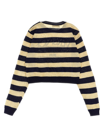 Lurex striped sweater with logo embroidery #