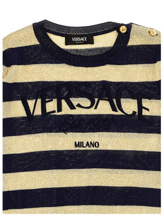 Lurex striped sweater with logo embroidery #