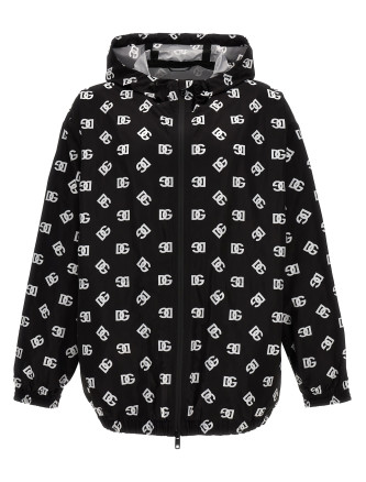 Logo print hooded jacket