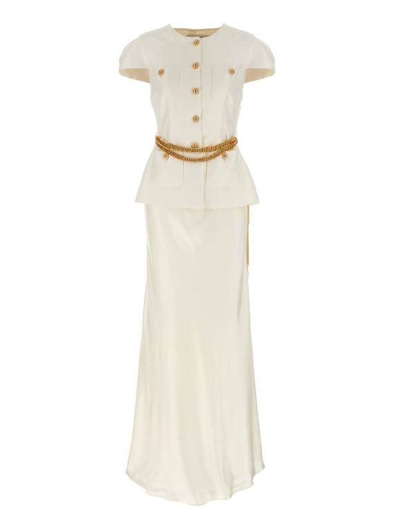 'Cream Taffeta Chain Belt Maxi' dress #1