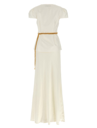 'Cream Taffeta Chain Belt Maxi' dress #