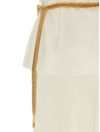 'Cream Taffeta Chain Belt Maxi' dress #