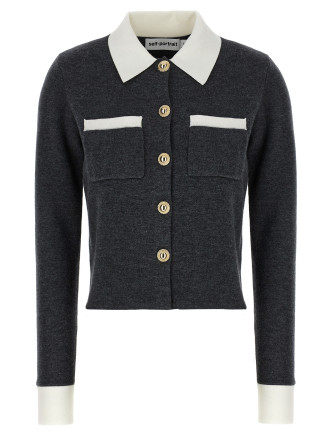 'Grey Contrast Collar' cardigan