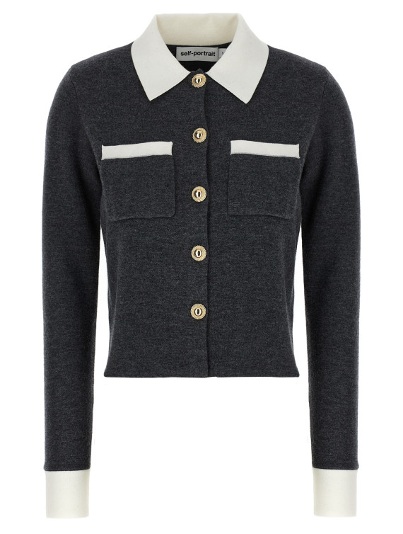 'Grey Contrast Collar' cardigan #1