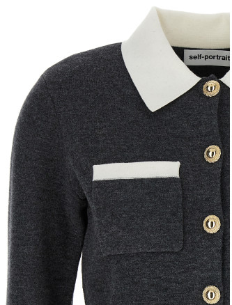 'Grey Contrast Collar' cardigan #