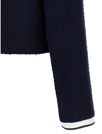 'Navy Boucle Contrast Collar' blazer #