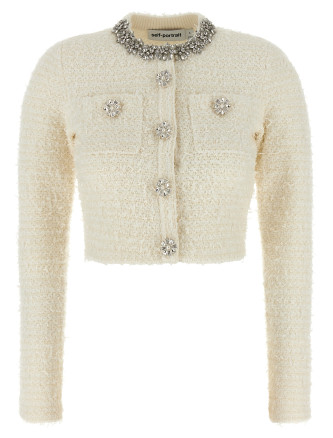 'Cream Textured Knit' cardigan