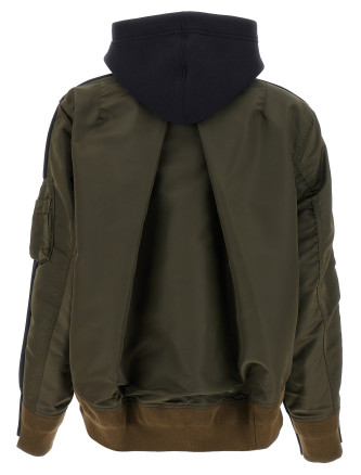 'Sponge' and nylon hoodie #