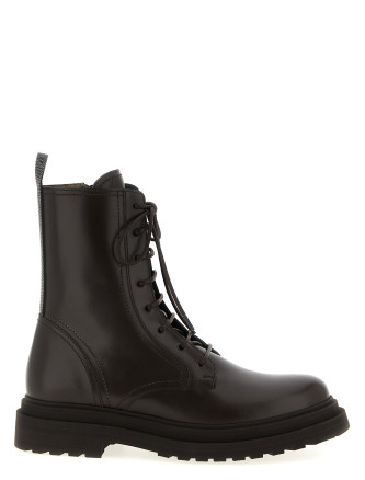 'Shiny Loop Detail' combat boots