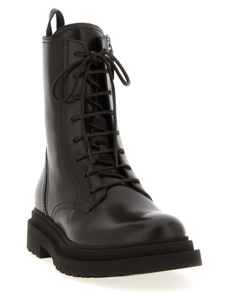 'Shiny Loop Detail' combat boots #