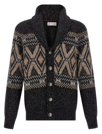 Geometric Jacquard Cardigan