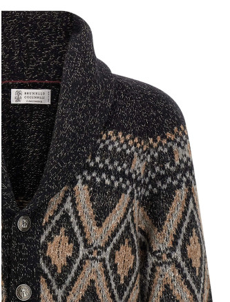 Geometric Jacquard Cardigan #