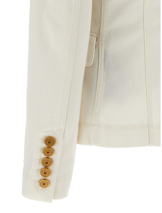 Double-breasted denim blazer #