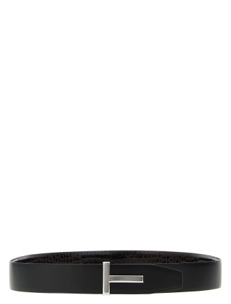 Reversible crocodile leather belt #