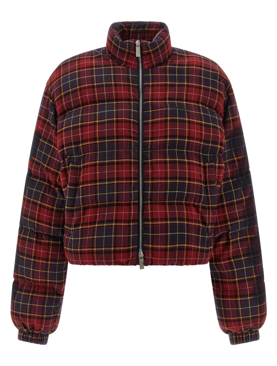 'Check Flan Arrow Spray' down jacket #1