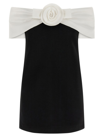 'Black Crêpe Flower Mini' dress