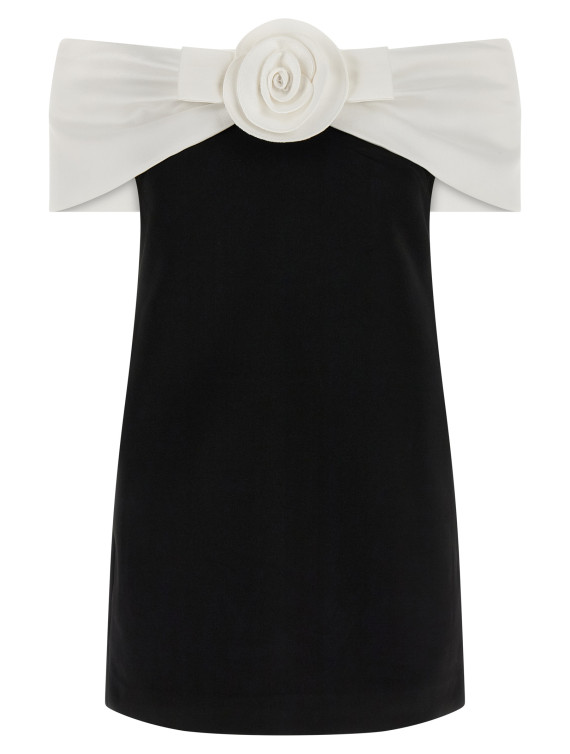 'Black Crêpe Flower Mini' dress #1