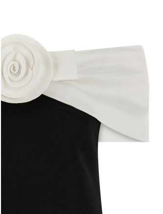 'Black Crêpe Flower Mini' dress #