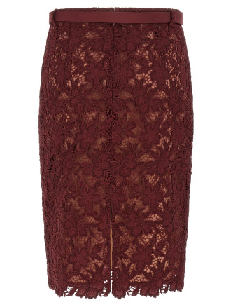 'Burgundy Guipure Lace Midi' skirt #