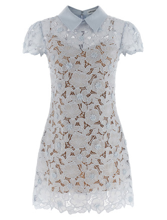 'Blue Guipure Lace Mini' dress