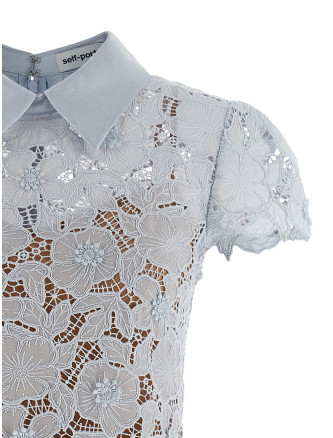 'Blue Guipure Lace Mini' dress #