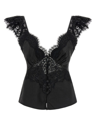 'Black Satin Lace' top