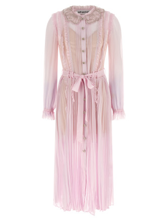 'Pink Pleated Georgette Midi' dresses
