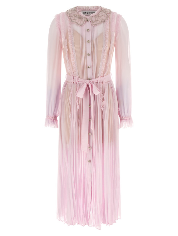 'Pink Pleated Georgette Midi' dresses #1