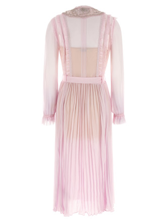 'Pink Pleated Georgette Midi' dresses #