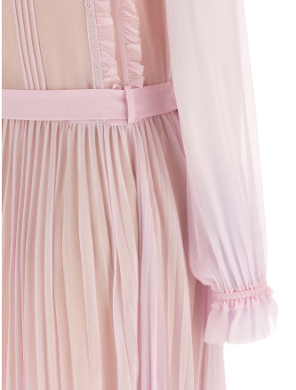 'Pink Pleated Georgette Midi' dresses #