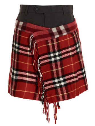 'Check Scarf Reworked' skirt #