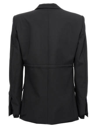 Double breast drawstring blazer jacket #