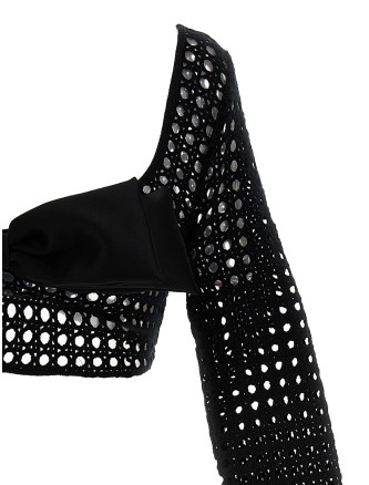 Cropped macramé bow top #