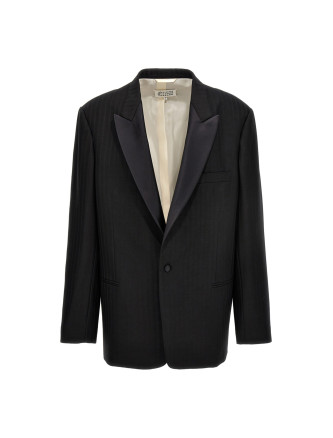 Striped single breast blazer jacket