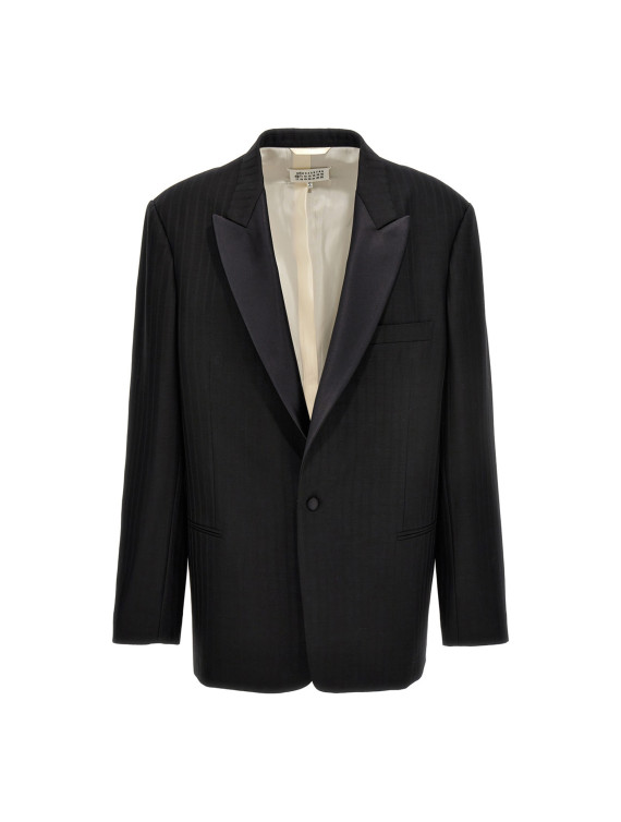 Striped single breast blazer jacket #1