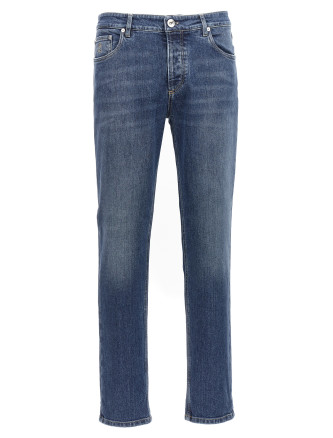 Logo embroidery stretch jeans