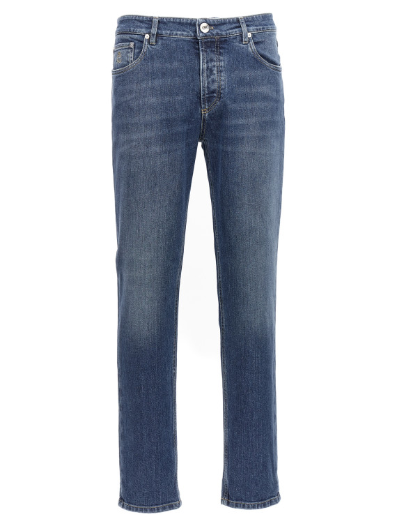 Logo embroidery stretch jeans #1