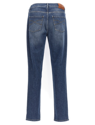 Logo embroidery stretch jeans #