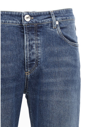 Logo embroidery stretch jeans #