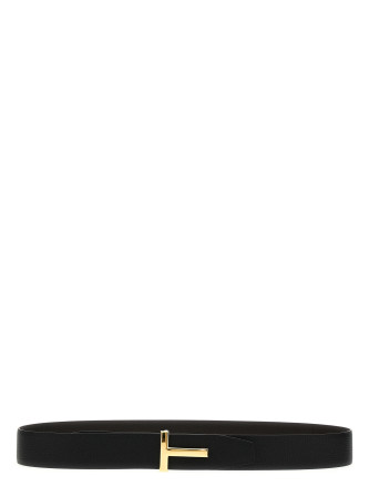 Buckle logo reversible belt #