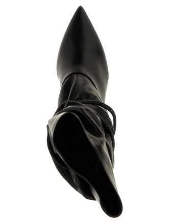 Rhinestone nappa ankle boots #