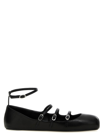 Leather strap ballet flats