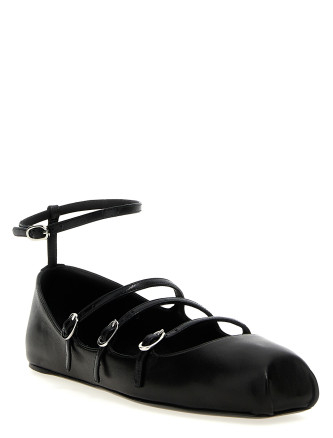 Leather strap ballet flats #
