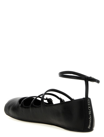 Leather strap ballet flats #