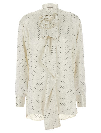 Polka dot shirt flower brooch