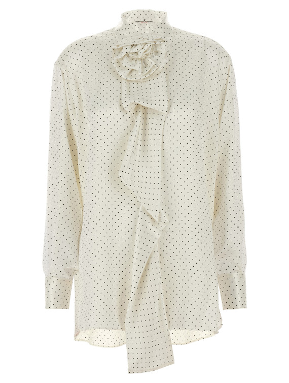 Polka dot shirt flower brooch #1