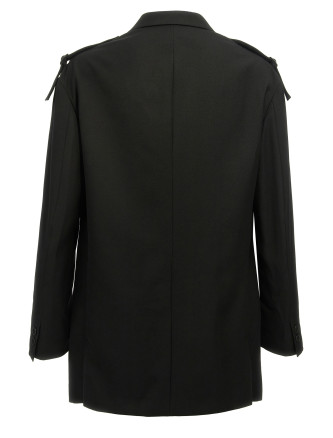 Single-breasted blazer with strap detail #